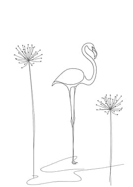 Minimalist Flamingo Line Art