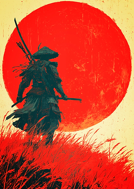 Samurai Warrior with Rising Sun
