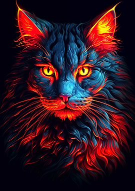 Fiery Cat Portrait