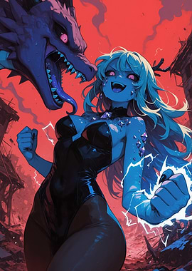 Dragon and Blue-Skinned Woman