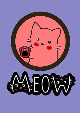 Cute Cat Meow Illustration