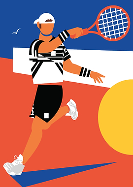 Tennis Player in Action Art