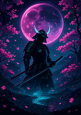 Samurai under the moon