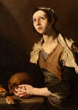 Young Woman with a Skull, Painting