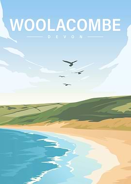 Woolacombe Devon Beach Illustration