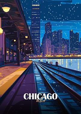 Chicago Cityscape at Night
