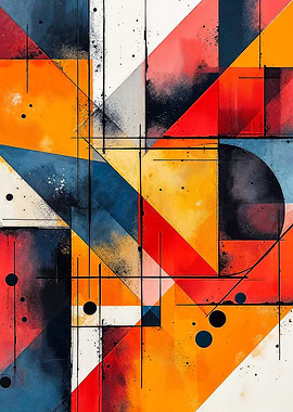 Abstract Geometric Art with Bold Colors