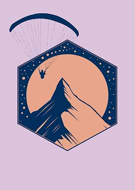 Paragliding Adventure Mountain Hexagon Art