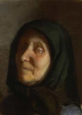 Old Woman Portrait with Headscarf