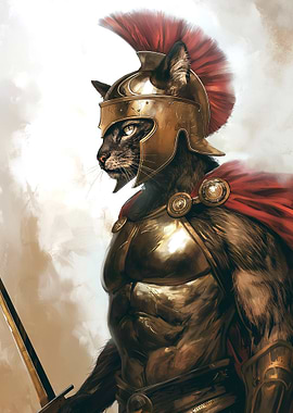 Cat Warrior in Golden Armor