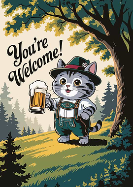 Oktoberfest Cat with Beer