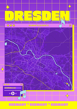 Dresden Map Retro Aesthetic