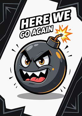 Cartoon Bomb with Angry Face