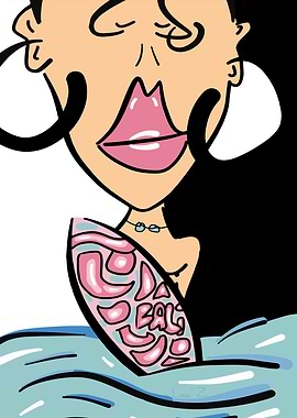Surfer Girl Cartoon Illustration