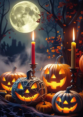 Halloween Pumpkins and Candles