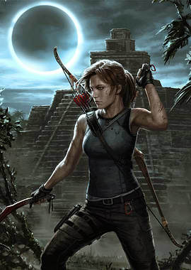 Lara Croft in front of pyramid