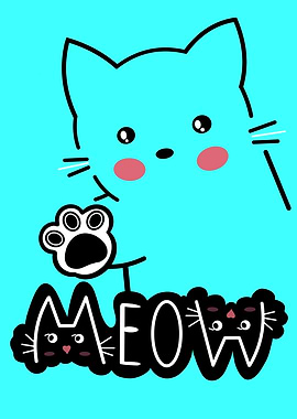 Cute Cat Meow Illustration