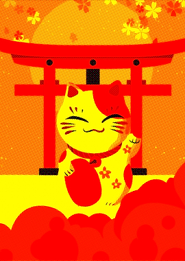 Maneki Neko with Torii Gate