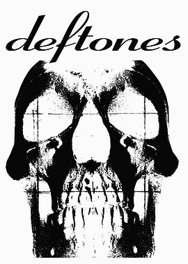 Deftones Skull Black and White Art