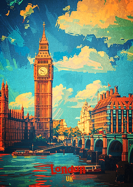 London UK Travel Poster Art
