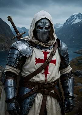 Crusader Knight in Landscape