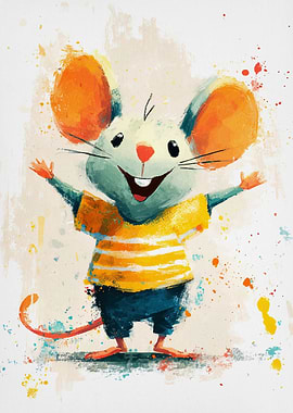 Happy Cartoon Mouse with Open Arms