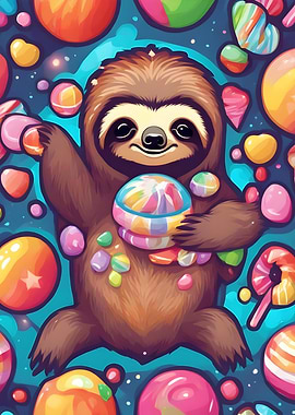 Sloth Surrounded by Candy