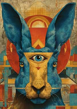 Surreal Rabbit with Third Eye