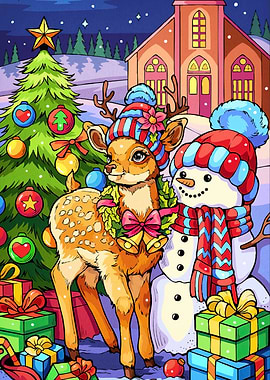 Christmas Deer Snowman