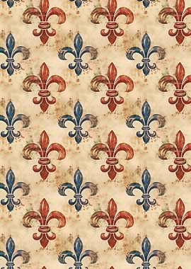 Fleur-de-lis Pattern in Red and Blue