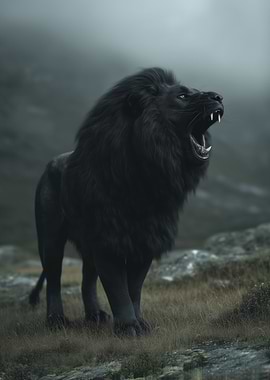 Roaring Black Lion