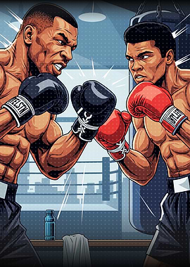 Tyson vs. Ali Boxing Match Illustration