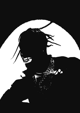 Travis Scott Black and White Portrait