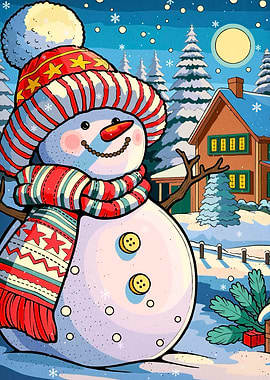 Snowman Winter Scene