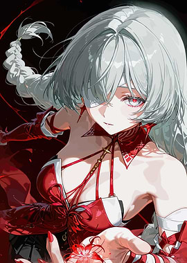 Girl with Red Eyes and Dress