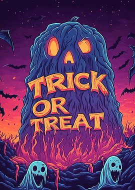 Halloween Pumpkin Ghosts Bats