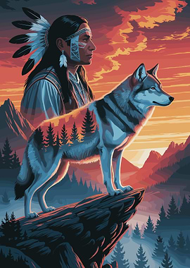 Native American and Wolf Mountain Vista