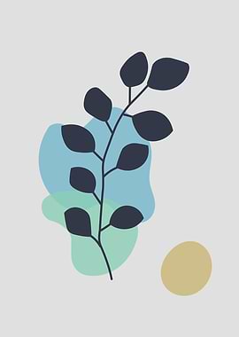 Minimalist Botanical Art with Abstract Shapes