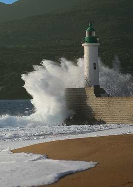 Lighthouse and Crashing Waves