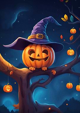Halloween Pumpkin Witch Tree