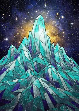 Crystal Mountain Under Starry Sky