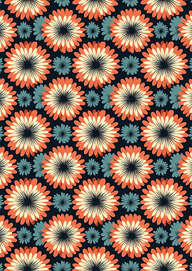 Floral Pattern with Retro Colors