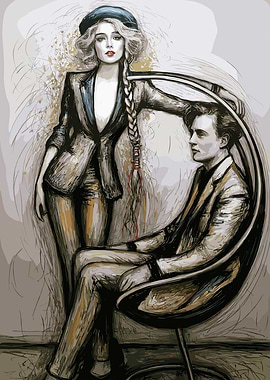 Elegant Couple in Sketch Style