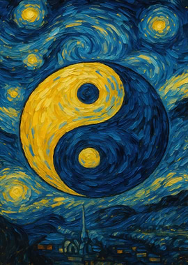 Yin Yang Starry Night Painting
