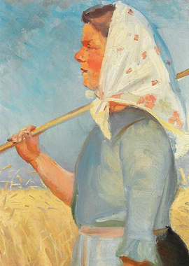 Woman in Field Painting