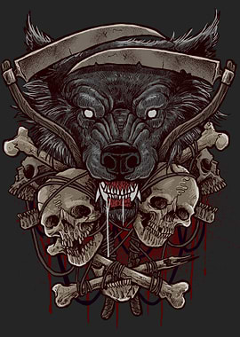 Wolf Grim Reaper with Skulls