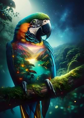 Surreal Parrot Landscape