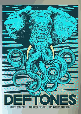 Deftones Concert Poster Elephant Octopus Hybrid