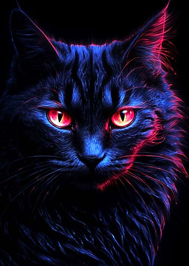 Neon Cat Portrait