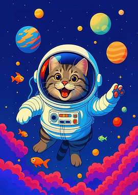 Astronaut Cat in Space